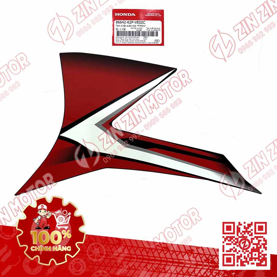 TEM CÁNH YẾM WINNER X V4 2024 TRÁI 86642K2PVE0ZC XE ĐỎ ĐEN PHIÊN BẢN TIÊU CHUẨN