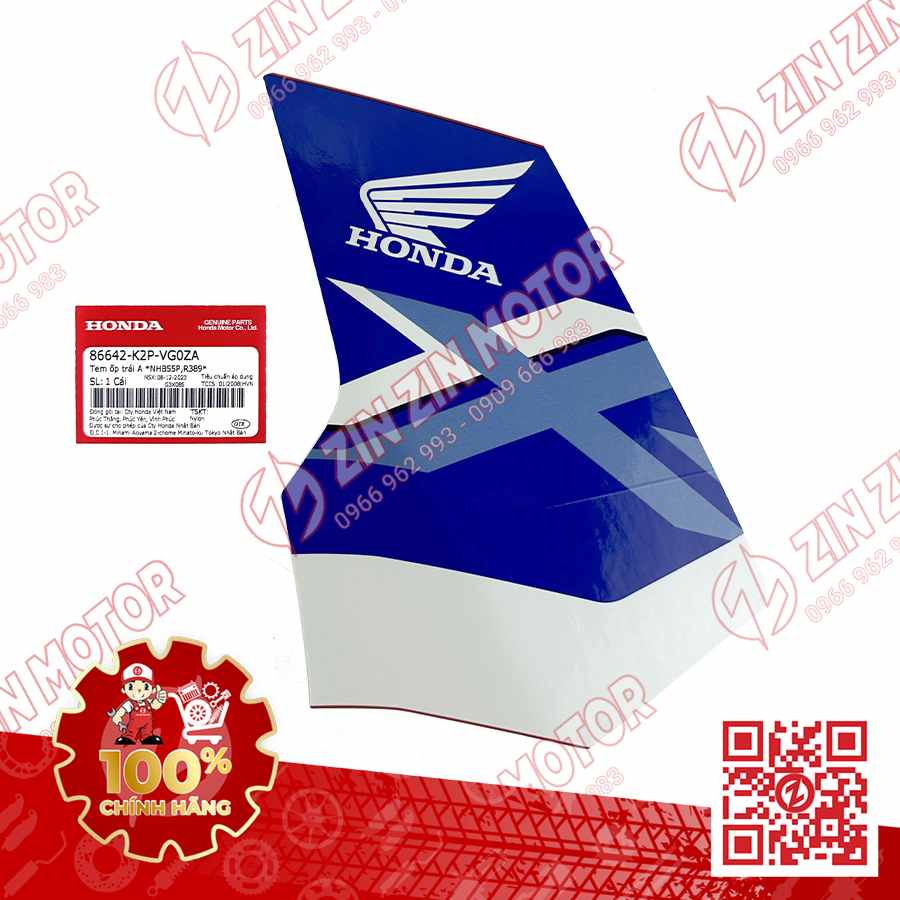 TEM CÁNH YẾM WINNER X V4 2024 MIẾNG LỚN TRÁI 86642K2PVG0ZA XE ĐỎ HRC PHIÊN BẢN THỂ THAO
