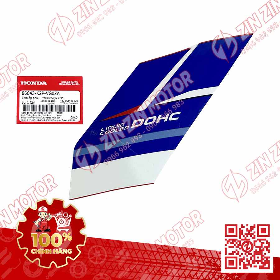 TEM CÁNH YẾM WINNER X V4 2024 MIẾNG NHỎ PHẢI 86643K2PVG0ZA XE ĐỎ HRC PHIÊN BẢN THỂ THAO