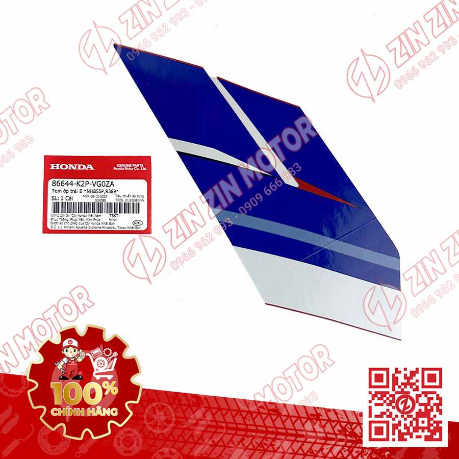 TEM CÁNH YẾM WINNER X V4 2024 MIẾNG NHỎ TRÁI 86644K2PVG0ZA XE ĐỎ HRC PHIÊN BẢN THỂ THAO