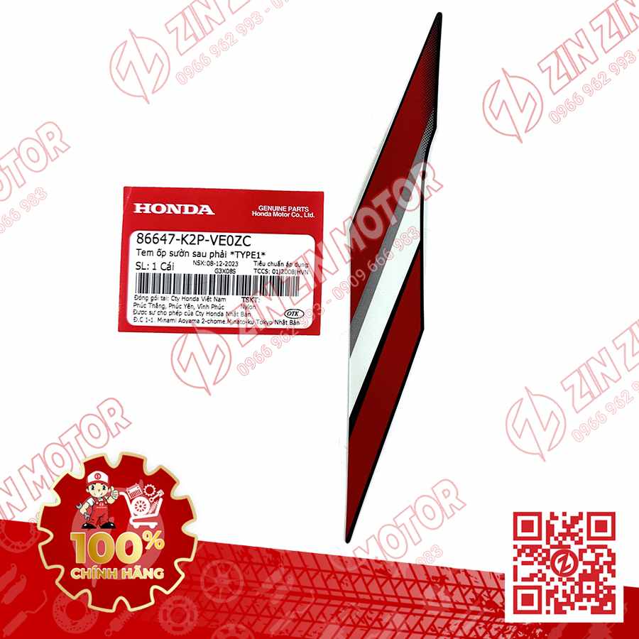 TEM LƯỜN GIỮA WINNER X V4 2024 PHẢI 86647K2PVE0ZC XE ĐỎ ĐEN PHIÊN BẢN TIÊU CHUẨN