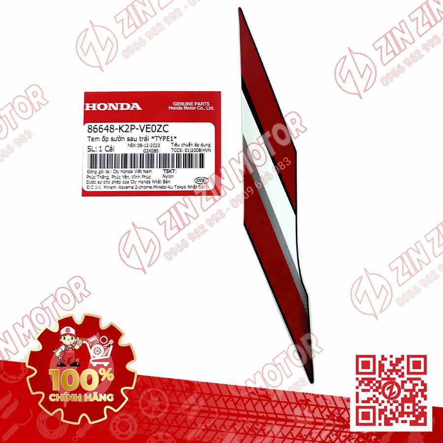 TEM LƯỜN GIỮA WINNER X V4 2024 TRÁI 86648K2PVE0ZC XE ĐỎ ĐEN PHIÊN BẢN TIÊU CHUẨN