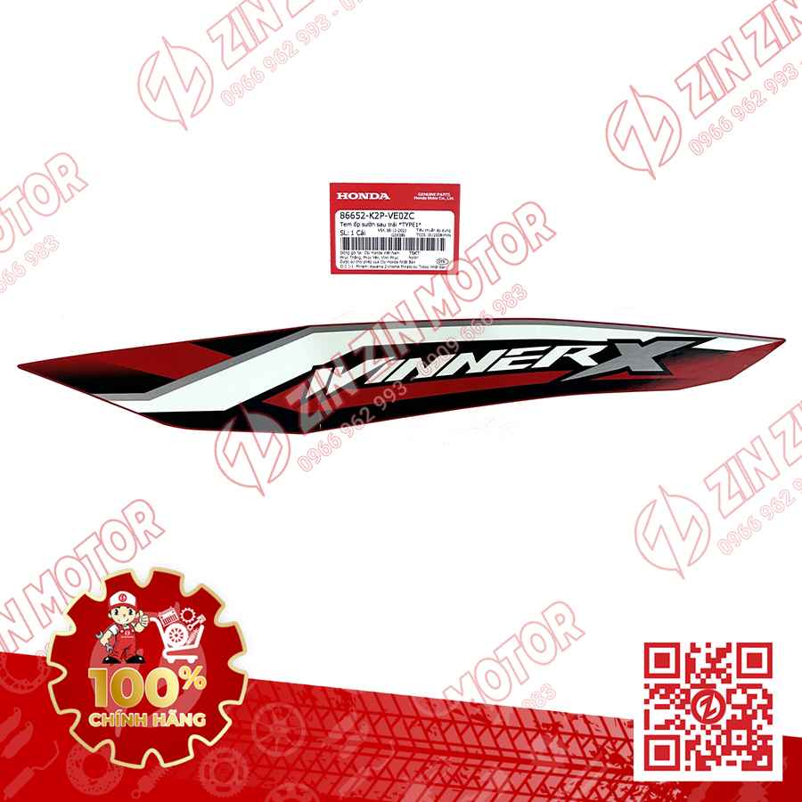 TEM ỐP SƯỜN, BỤNG SAU WINNER X V4 2024 TRÁI 86652K2PVE0ZC ĐỎ ĐEN PHIÊN BẢN TIÊU CHUẨN