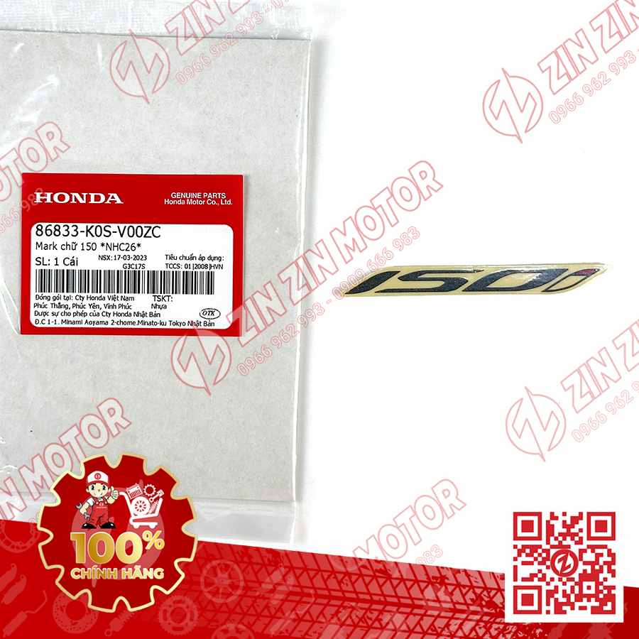 Tem Chữ 150i Dán Ốp Sườn Bụng Sau Xe SH 150i 2020 2021 2022 Màu Đen Chính Hãng