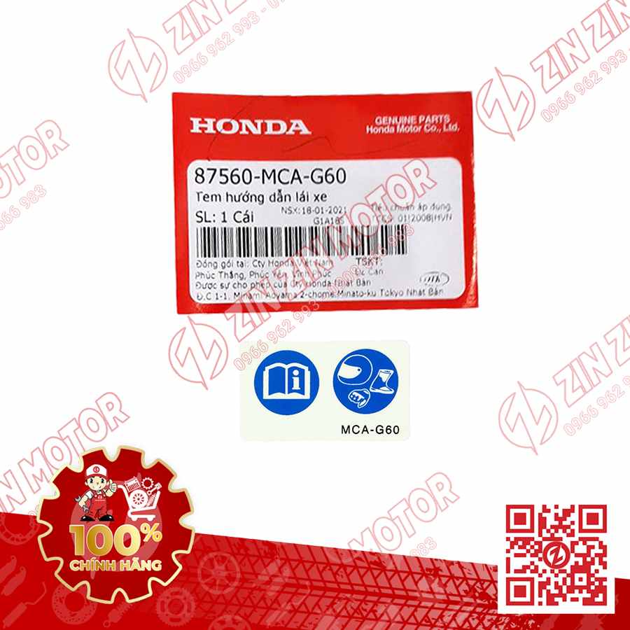 TEM THÔNG SỐ WINNER X, WINNER X V3 2022 2023, WINNER X V4 2024, WINNER R NHÃN LÁI XE 87560MCAG60