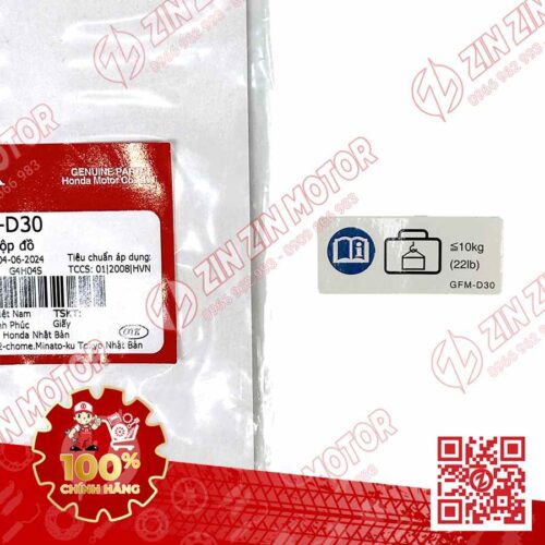 TEM THÔNG SỐ GIỚI HẠN HÀNG HÓA (10KG) FUTURE 125 FI, FUTURE LED 2018 2019 81218GFMD30