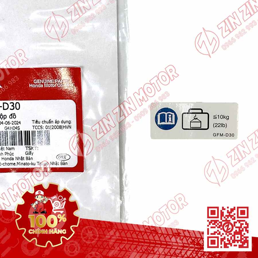 TEM THÔNG SỐ GIỚI HẠN HÀNG HÓA (10KG) FUTURE 125 FI, FUTURE LED 2018 2019 81218GFMD30