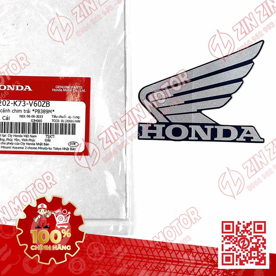 TEM CÁNH CHIM HONDA XE FUTURE 125 FI, FUTURE LED XANH BẠC ĐEN 2019 BÊN TRÁI 86202K73V60ZB