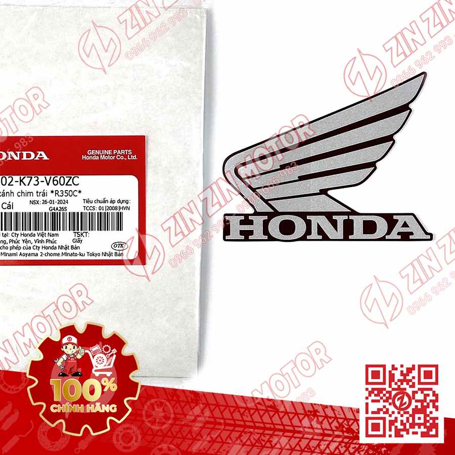 TEM CÁNH CHIM HONDA XE FUTURE 125 FI, FUTURE LED ĐỎ ĐEN 2019 BÊN TRÁI 86202K73V60ZC
