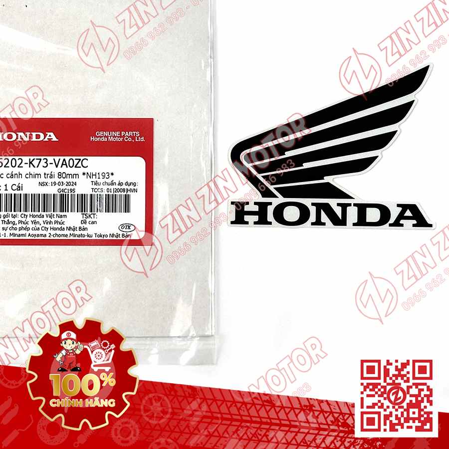 TEM CÁNH CHIM HONDA XE FUTURE 125 FI, FUTURE LED TRẮNG 2022 2023 BÊN TRÁI 86202K73VA0ZC