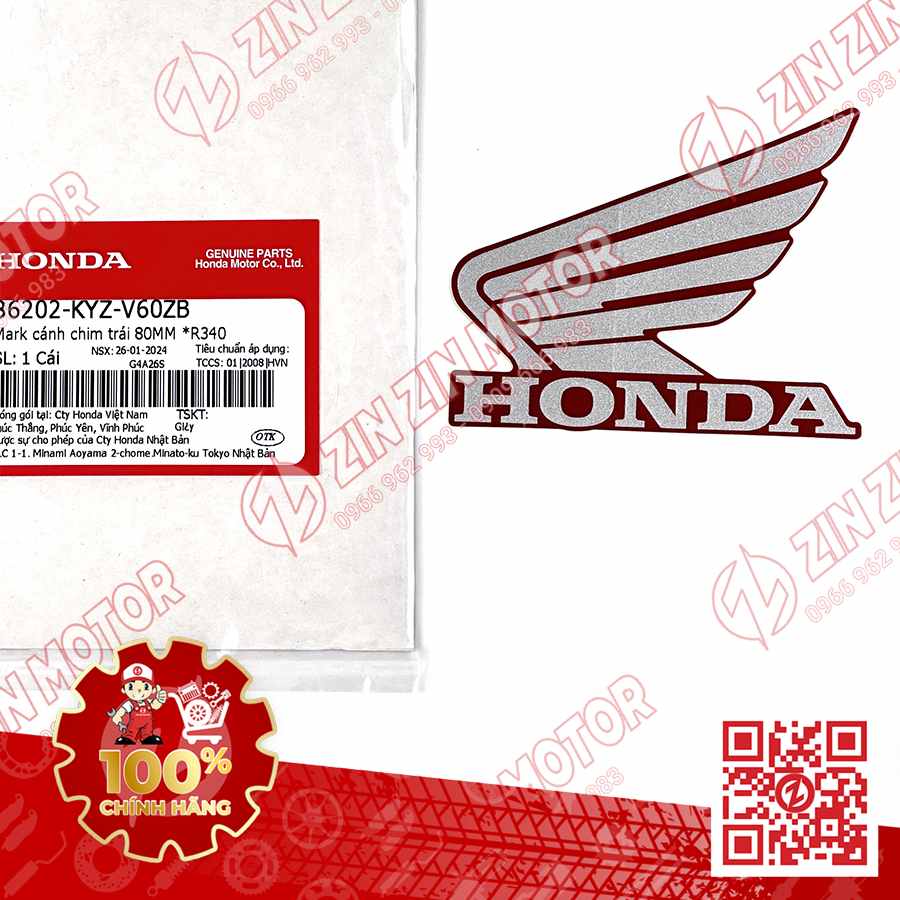 TEM CÁNH CHIM XE FUTURE 125 MẬP, FUTURE FI 125, FUTURE BXC 125 2014 2015 2016 2017 TRÁI ĐỎ ĐẬM CHÍNH HÃNG