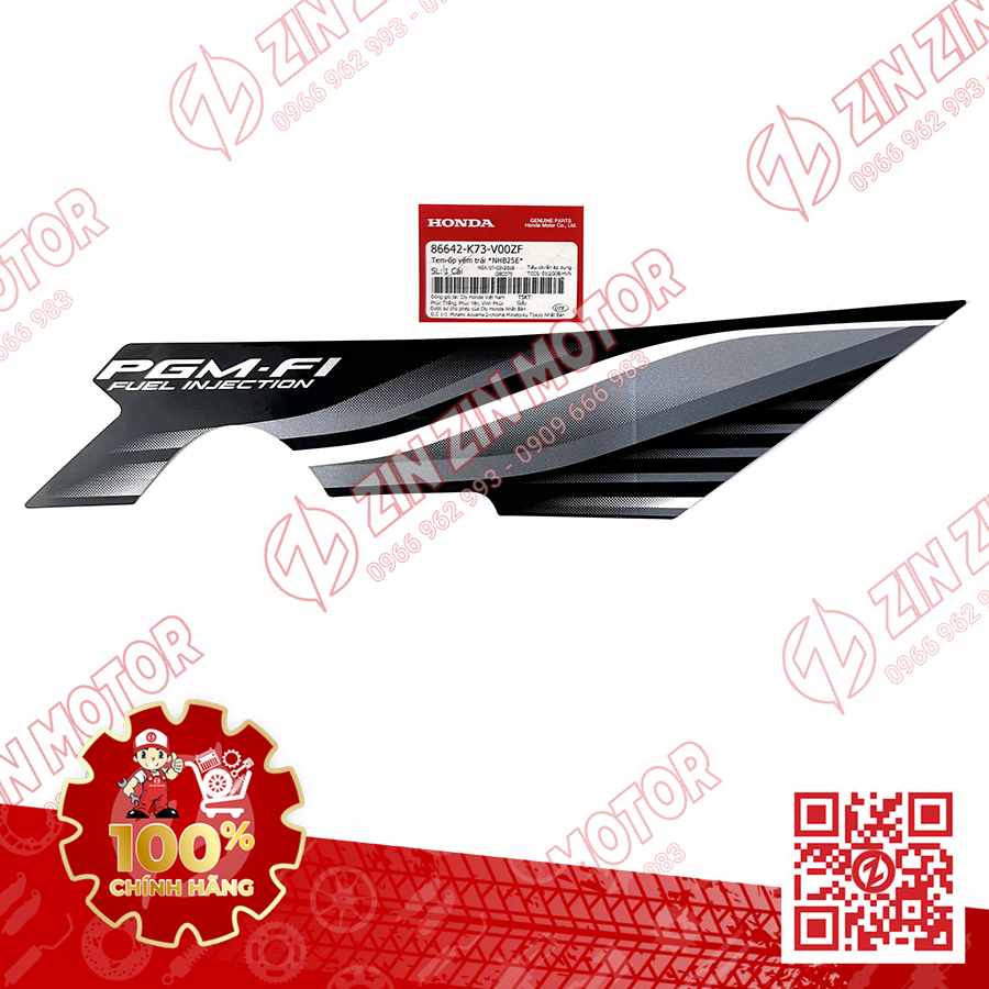 TEM CÁNH YẾM XE FUTURE 125 MẬP, FUTURE FI 125 2016 2017 TRÁI ĐEN XÁM CHÍNH HÃNG