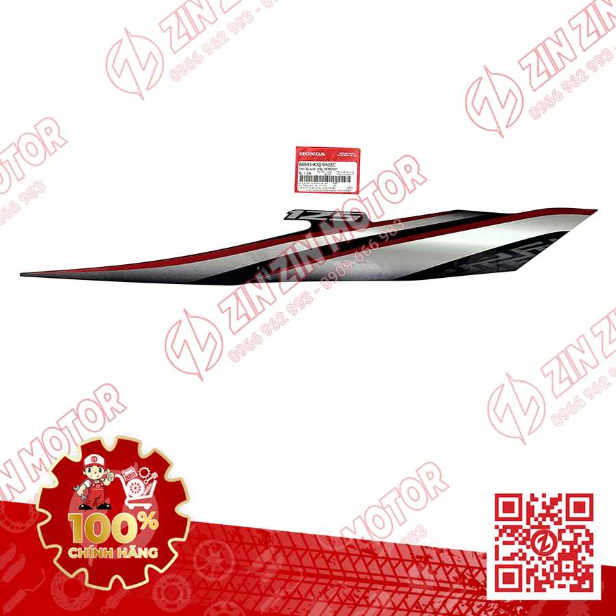 TEM ỐP SƯỜN XE FUTURE 125 FI, FUTURE LED 2018 ĐEN ĐỎ PHIÊN BẢN VÀNH NAN HOA BÊN PHẢI 86643K73V40ZC