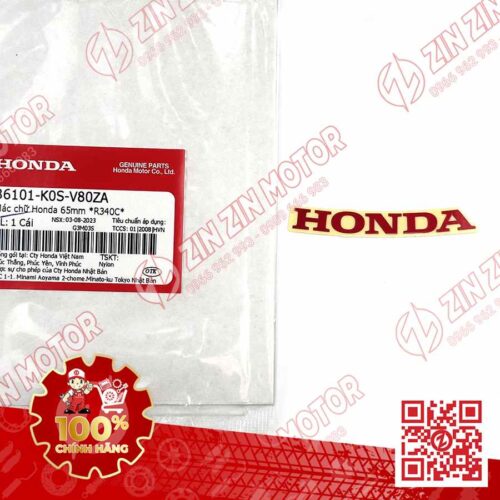 Tem Honda 65MM Dán Mặt Nạ Trước SH 125/160i 2024 - 2026 Đỏ 86101K0SV80ZA Chính Hãng