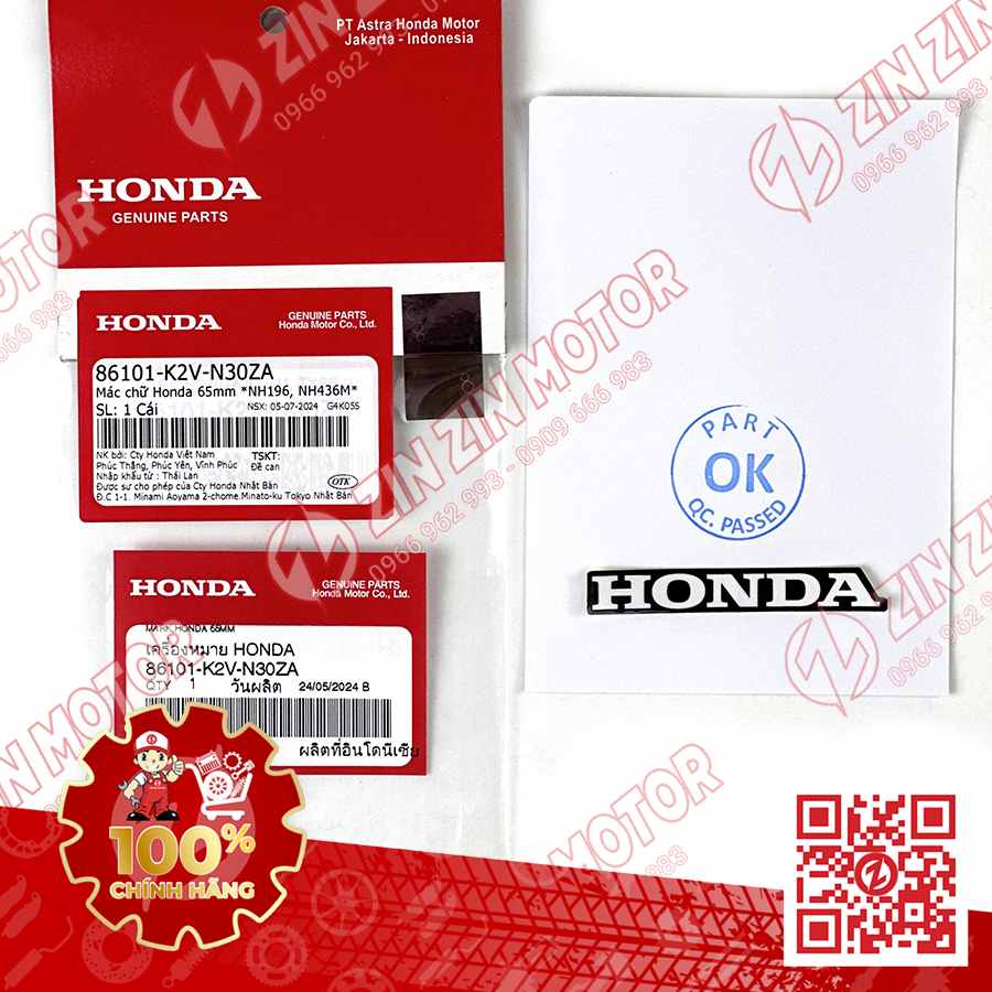 TEM HONDA 65MM VARIO 125 2023 2024 86101K2VN30ZA CHÍNH HÃNG