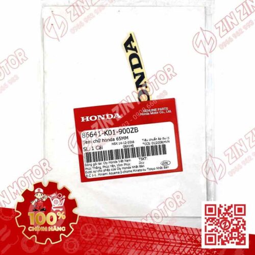 Alternative view of Tem Honda 65MM Dán Mặt Nạ Trước SH 2023 - 2026, SH 160i, SH125i Đen 86641K01900ZB Chính Hãng