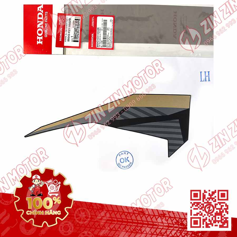 TEM CÁNH YẾM VARIO 125 2023 2024 TRÁI DƯỚI VÀNG ĐEN 86643K2VN50ZB CHÍNH HÃNG