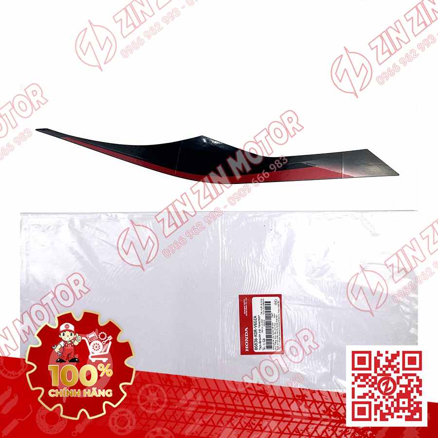 Tem Ốp Sườn Sau Trái SH 2024, SH 160i 2024, SH125i 2024 Đỏ Nền Đen 86836K0RV60ZA Chính Hãng