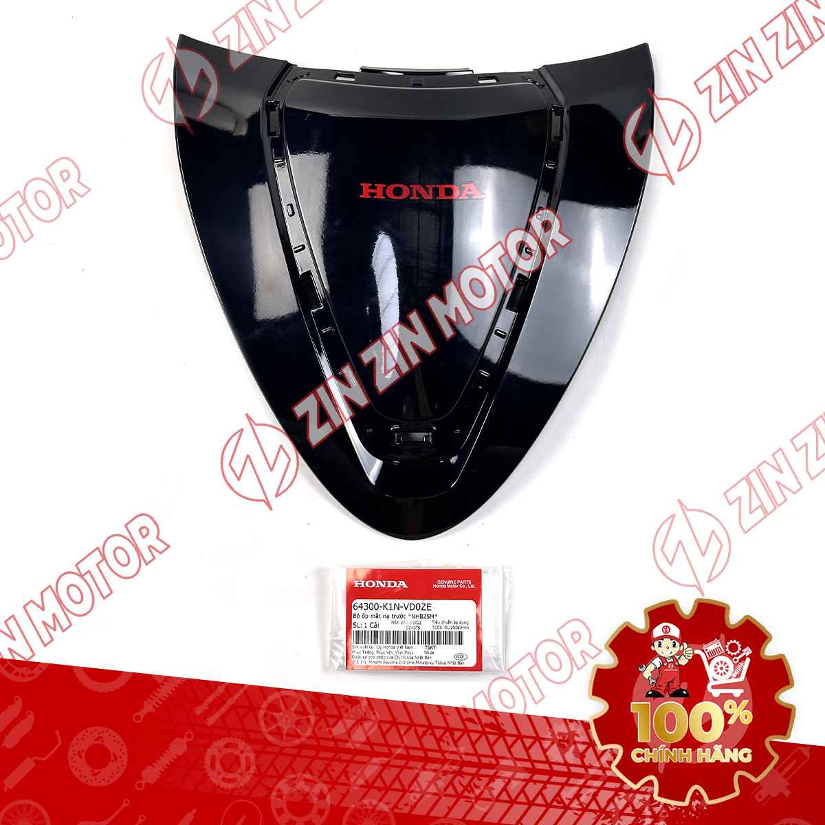 MẶT NẠ SH MODE 2020 2021 2022 2023 2024 ĐEN TEM HONDA ĐỎ 64300K1NVD0ZE CHÍNH HÃNG