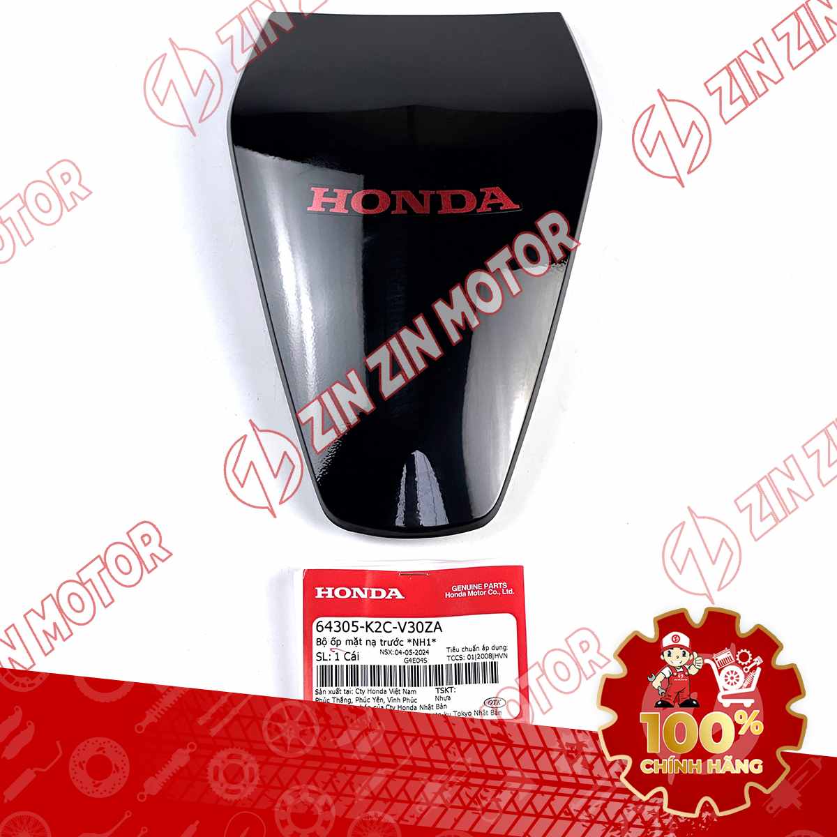 MẶT NẠ NHỎ VISION 2021 2022 2023 2024 2026 ĐEN BÓNG (CHỮ HONDA ĐỎ) 64305K2CV30ZA CHÍNH HÃNG