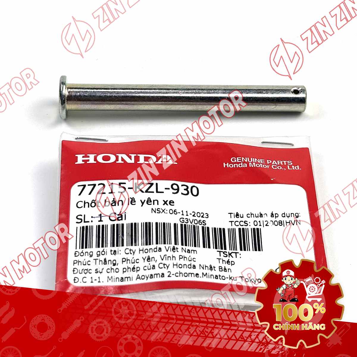 CHỐT BẢN LỀ BẮT YÊN VISION 2021 - 2024 2026 , AIR BLADE, LEAD 125, SH, SH MODE, VARIO, CLICK 160, FUTURE 2018-2024 , WAVE ALPHA 2017 - 2023 2024 - 2025, WAVE BLADE 110 77215KZL930 CHÍNH HÃNG