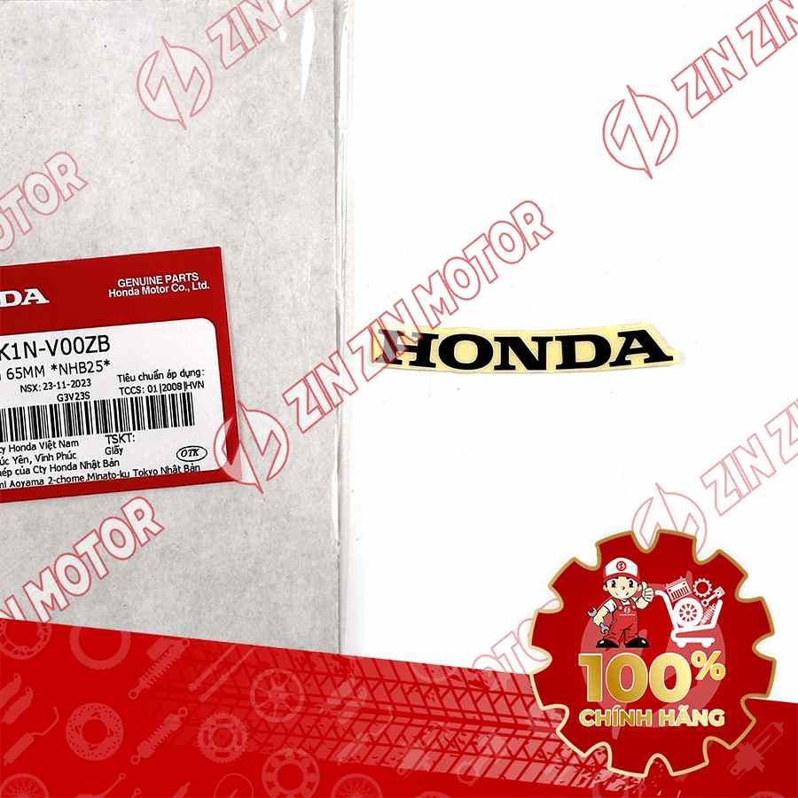 TEM CHỮ HONDA, TEM MẶT NẠ SH MODE 2020 2021 65MM MÀU ĐEN XE BẠC 2021 86101K1NV00ZB CHÍNH HÃNG