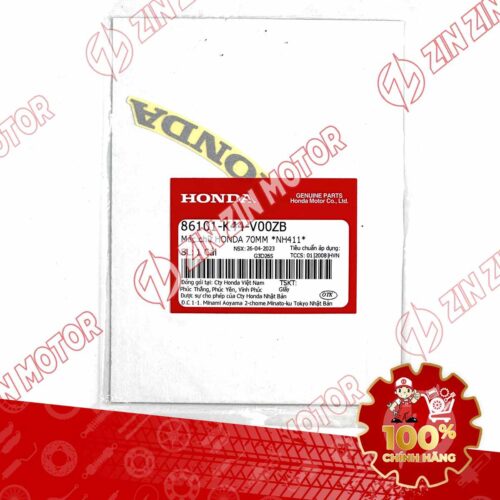 Alternative view of TEM MẶT NẠ VISION 2014 2015 2016 2017 2018 2019 2020 CHỮ HONDA 70MM XÁM 86101K44V00ZB CHÍNH HÃNG
