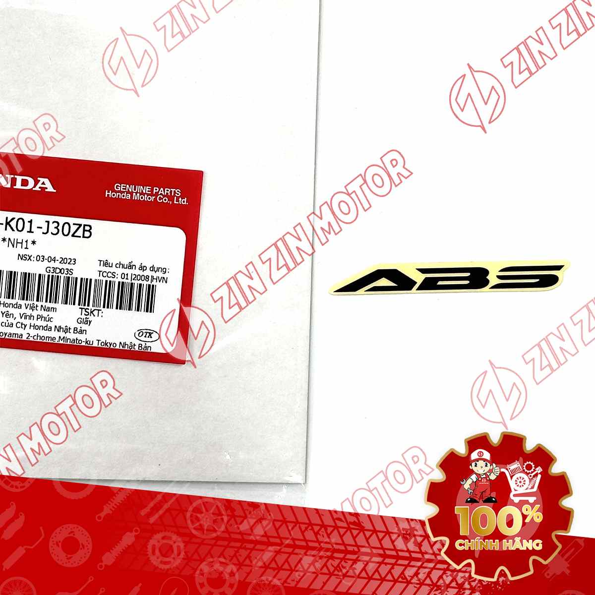 TEM ABS DÈ TRƯỚC SH MODE 2020 2021 2022 2023 2024 ABS ĐEN XE BẠC NHÁM 86611K01J30ZB CHÍNH HÃNG