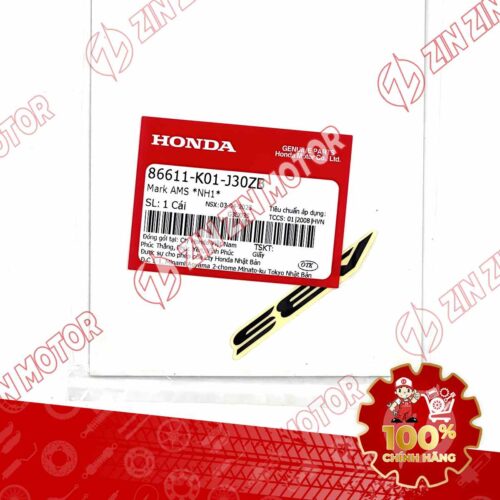 Alternative view of TEM ABS DÈ TRƯỚC SH MODE 2020 2021 2022 2023 2024 ABS ĐEN XE BẠC NHÁM 86611K01J30ZB CHÍNH HÃNG