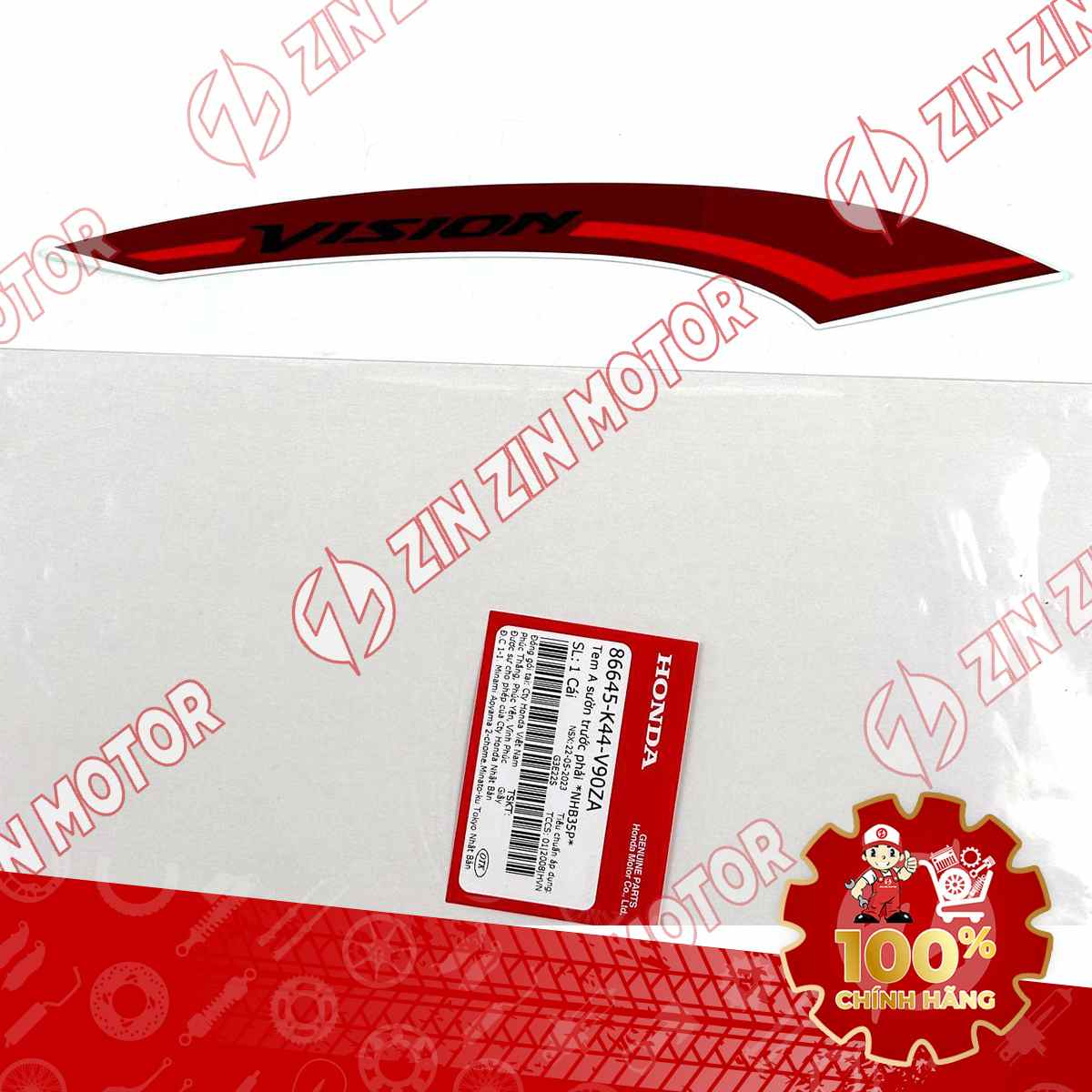 TEM CÁNH YẾM VISION 2018 2019 2020 PHẢI ĐỎ - MIẾNG TRÊN (BẢN TRẮNG SMARTKEY) 86645K44V90ZA CHÍNH HÃNG