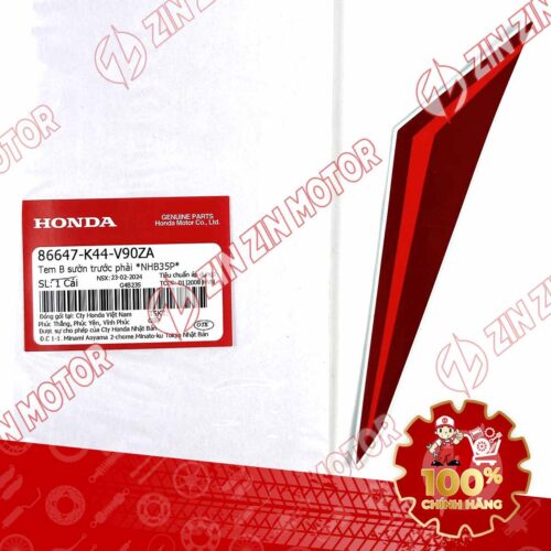 TEM CÁNH YẾM VISION 2018 2019 2020 PHẢI ĐỎ - MIẾNG DƯỚI (BẢN TRẮNG SMARTKEY) 86647K44V90ZA CHÍNH HÃNG