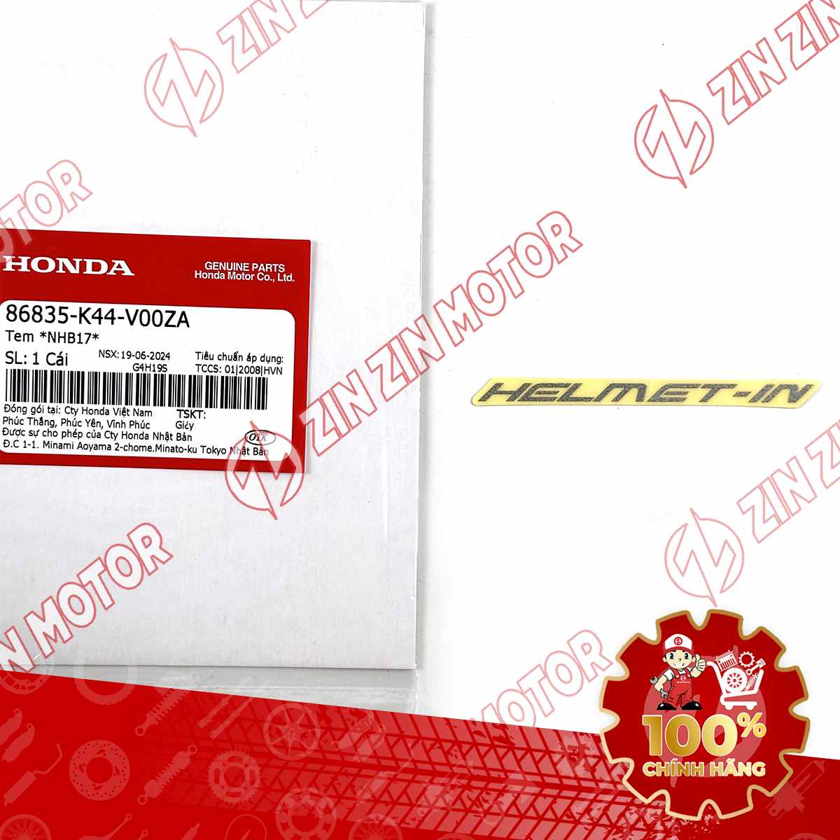 TEM HELMET IN VISION 2014 2015 2016 2017 2018 2019 2020 BẠC 86835K44V00ZA CHÍNH HÃNG