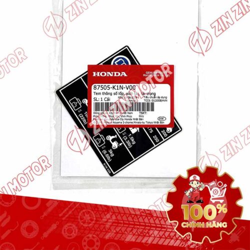 Alternative view of TEM THÔNG SỐ LỐP, TẢI TRỌNG XE SH MODE 2020 2021 2022 2023 ĐỜI 2020-2023 87505K1NV00 CHÍNH HÃNG