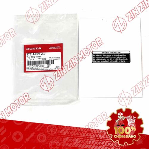 TEM THÔNG TIN ABS XE SH MODE 2020 2021 2022 2023 ĐỜI 2020-2023 87514K29VC0 CHÍNH HÃNG