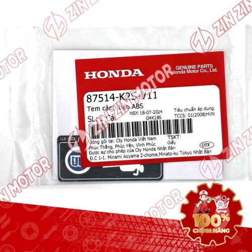 Alternative view of TEM THÔNG TIN ABS XE SH MODE 2024 ĐỜI 2024 87514K2SV11 CHÍNH HÃNG