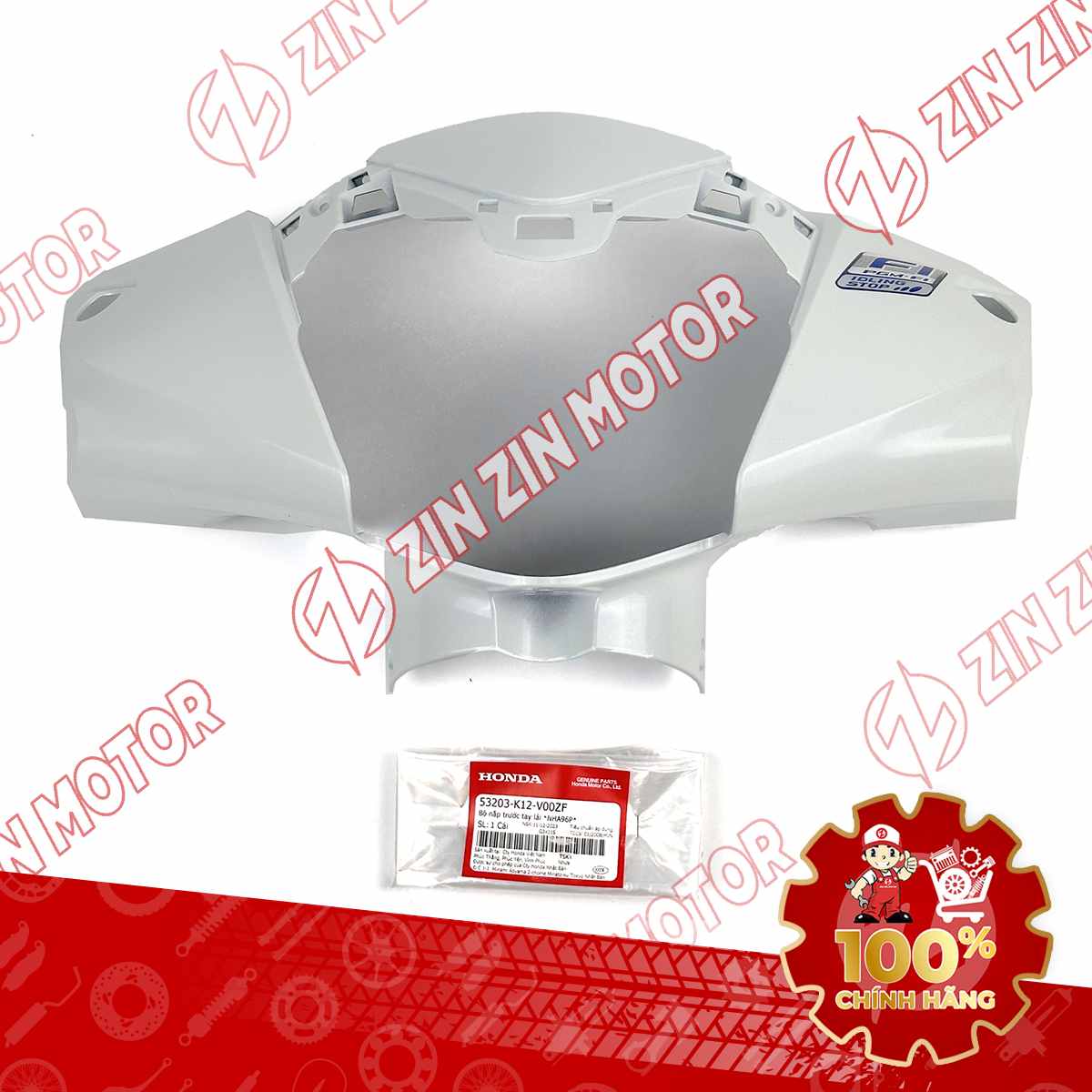 NẮP TRƯỚC TAY LÁI, ỐP ĐẦU LEAD 125 2017 2018 2019 MÀU TRẮNG CÓ TEM 53203K12V00ZF CHÍNH HÃNG