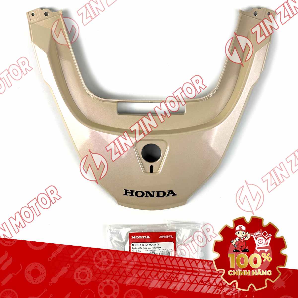 MU RÙA, ỐP ĐUÔI SAU LEAD 125 2017 2018 2019 MÀU VÀNG KEM *YR299P* (MIẾNG TRÊN) 83603K12V20ZD CHÍNH HÃNG
