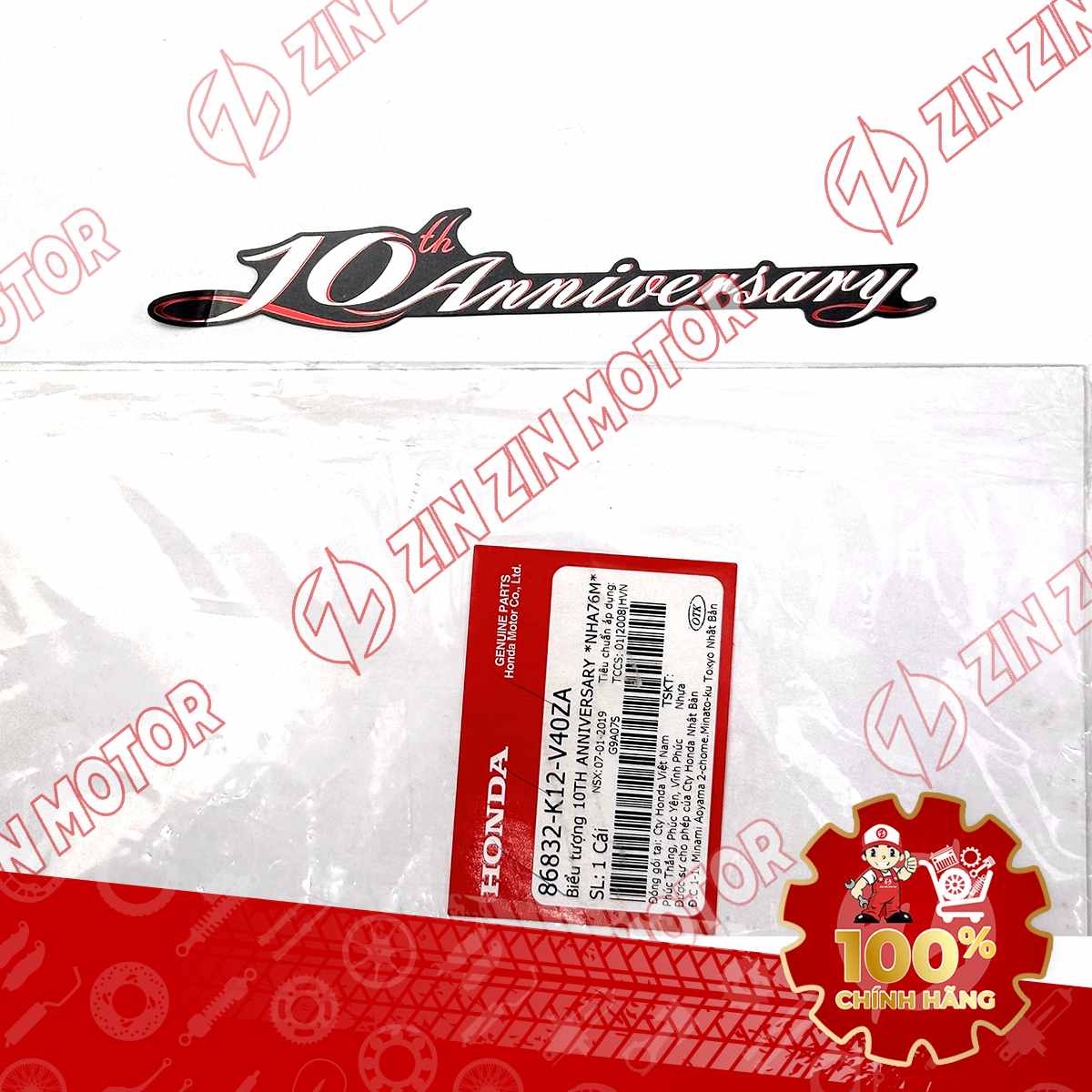 TEM CHỮ 10TH ANNIVERSARY LEAD17-2019 (TEM KỶ NIỆM 10 NĂM LEAD) 86832K12V40ZA CHÍNH HÃNG