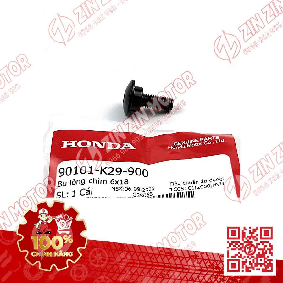 BU LÔNG CHÌM 6X18MM DÙNG CHUNG NHIỀU DÒNG XE HONDA 90101K29900 CHÍNH HÃNG