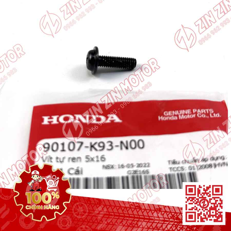 VÍT 5X16MM DÙNG CHUNG NHIỀU DÒNG XE HONDA 90107K93N00 CHÍNH HÃNG