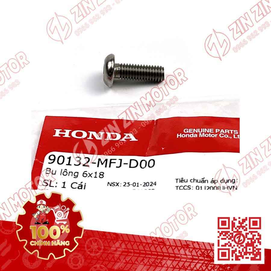 BU LÔNG 6X18MM DÙNG CHUNG NHIỀU DÒNG XE HONDA 90132MFJD00 CHÍNH HÃNG
