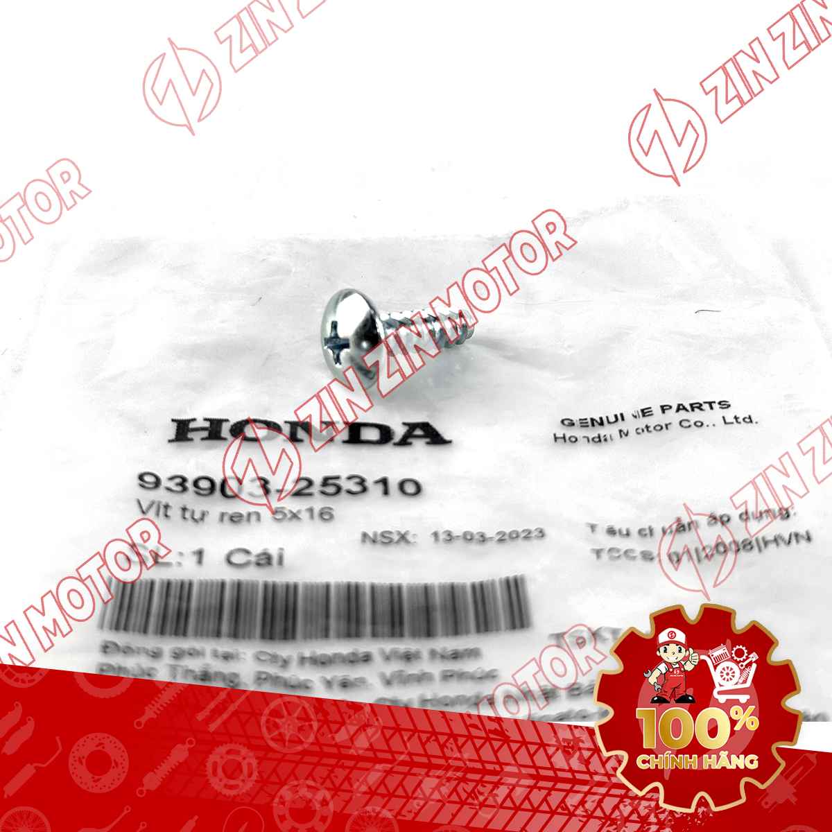 VÍT TỰ REN 5X16MM DÙNG CHUNG NHIỀU DÒNG XE HONDA 9390325310 CHÍNH HÃNG