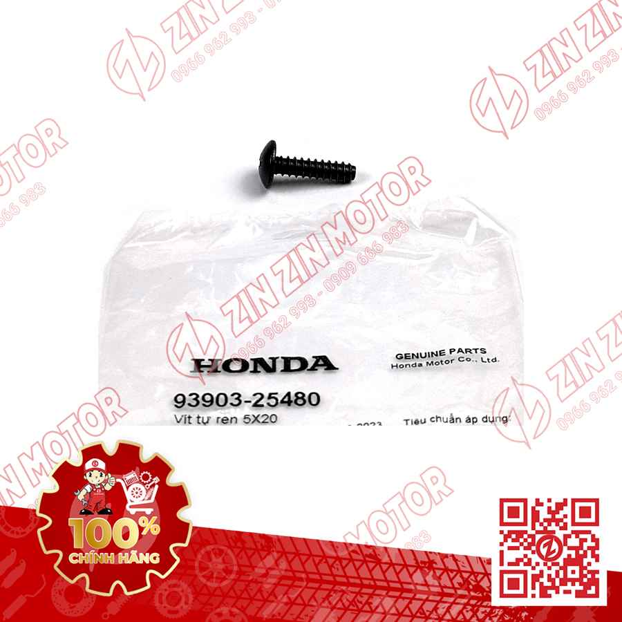 VÍT TỰ REN 5X20MM ĐEN DÙNG CHUNG NHIỀU DÒNG XE HONDA 9390325480 CHÍNH HÃNG