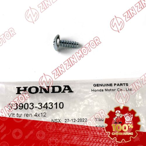 Alternative view of VÍT TỰ REN 4X12MM BẠC DÙNG CHUNG NHIỀU DÒNG XE HONDA 9390334310 CHÍNH HÃNG