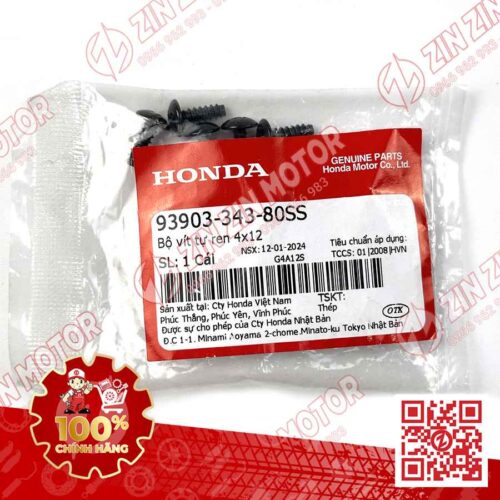 Alternative view of VÍT TỰ REN 4X12MM ĐEN DÙNG CHUNG NHIỀU DÒNG XE HONDA 9390334380 CHÍNH HÃNG