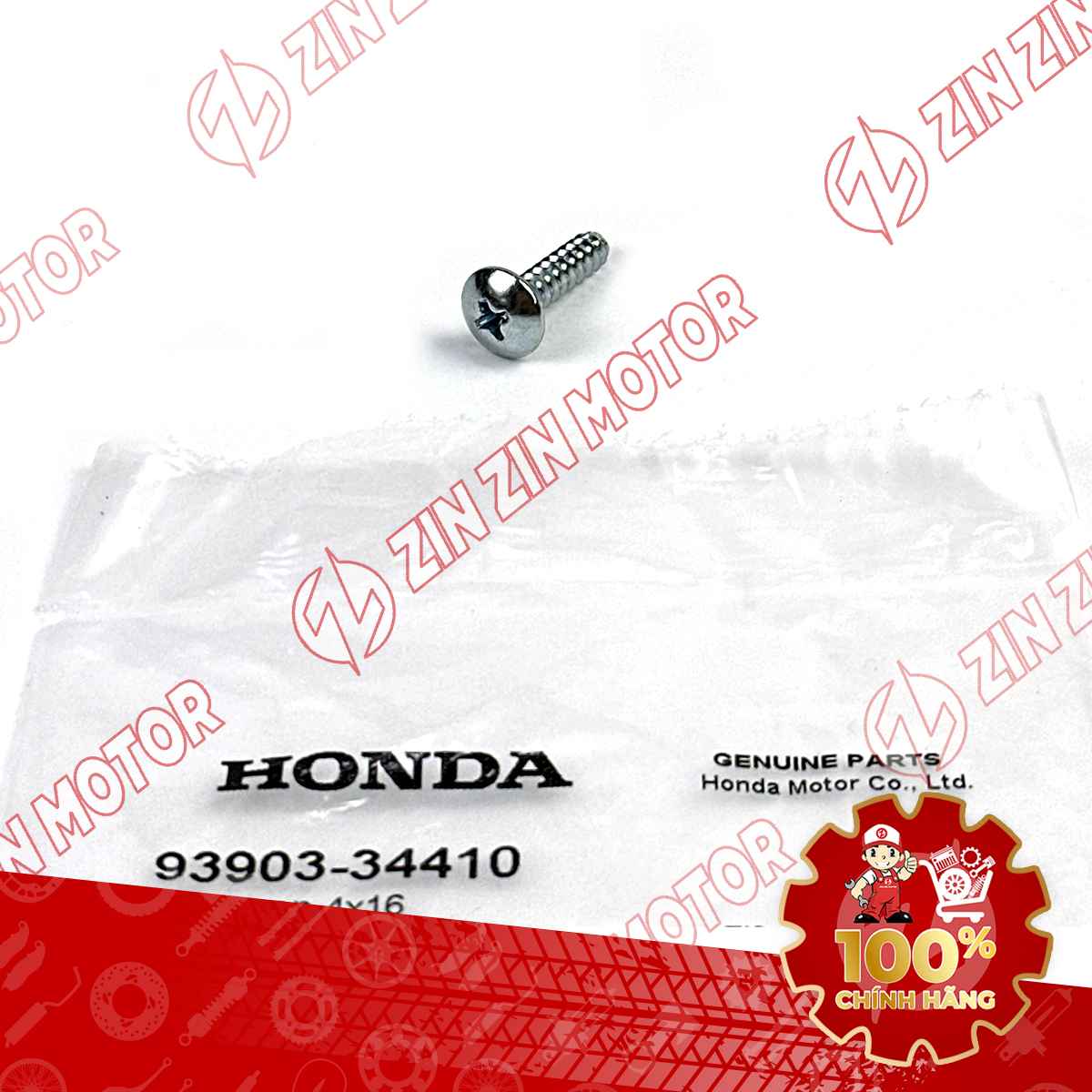 VÍT TỰ REN 4X16MM ĐEN DÙNG CHUNG NHIỀU DÒNG XE HONDA 9390334410 CHÍNH HÃNG