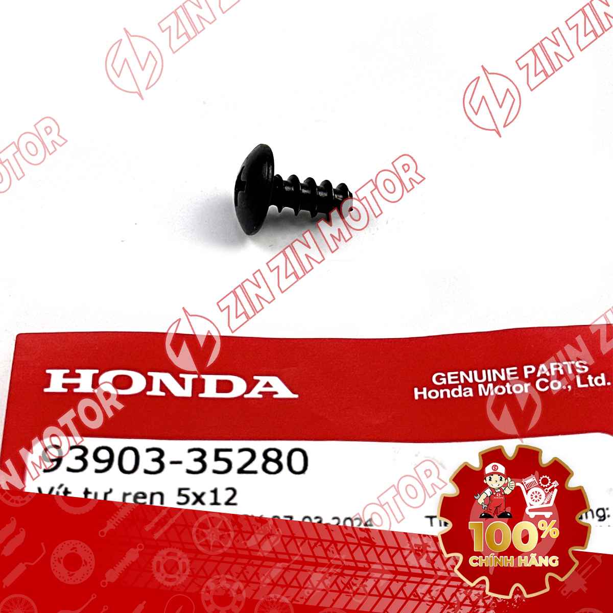 VÍT TỰ REN 5X12MM ĐEN DÙNG CHUNG NHIỀU DÒNG XE HONDA 9390335280 CHÍNH HÃNG