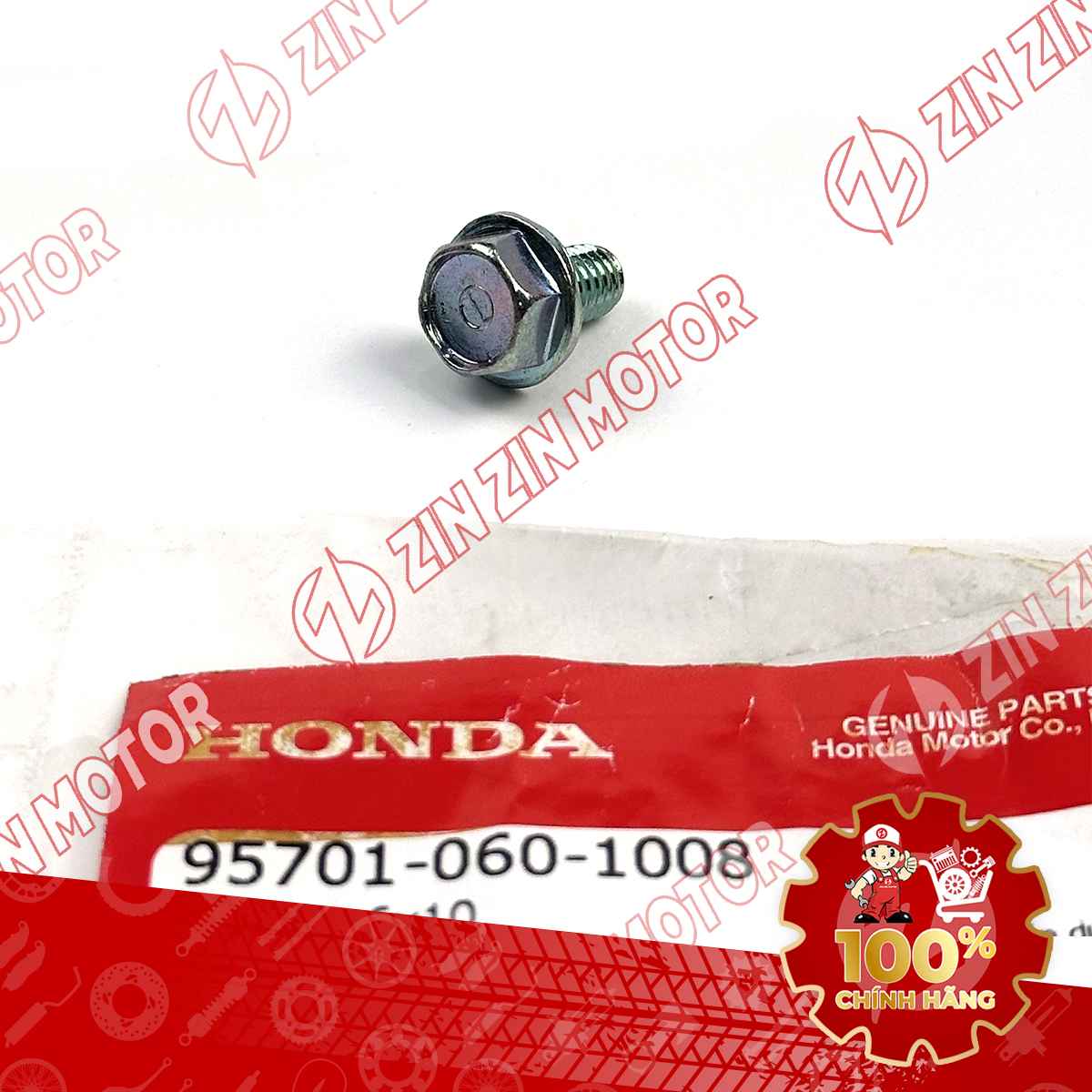 BU LÔNG LỤC GIÁC 6X10MM BẠC DÙNG CHUNG NHIỀU DÒNG XE HONDA 957010601008 CHÍNH HÃNG
