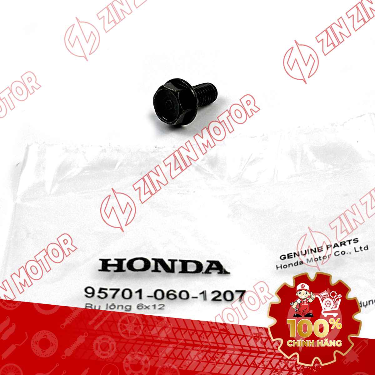 BU LÔNG LỤC GIÁC 6X12MM ĐEN DÙNG CHUNG NHIỀU DÒNG XE HONDA 957010601207 CHÍNH HÃNG
