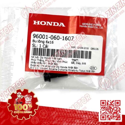 Alternative view of BU LÔNG LỤC GIÁC 6X16MM ĐEN DÙNG CHUNG NHIỀU DÒNG XE HONDA 960010601607 CHÍNH HÃNG